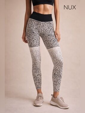 NUX Neutral Leopard-Print High-Waist Leggings with Black Waistband